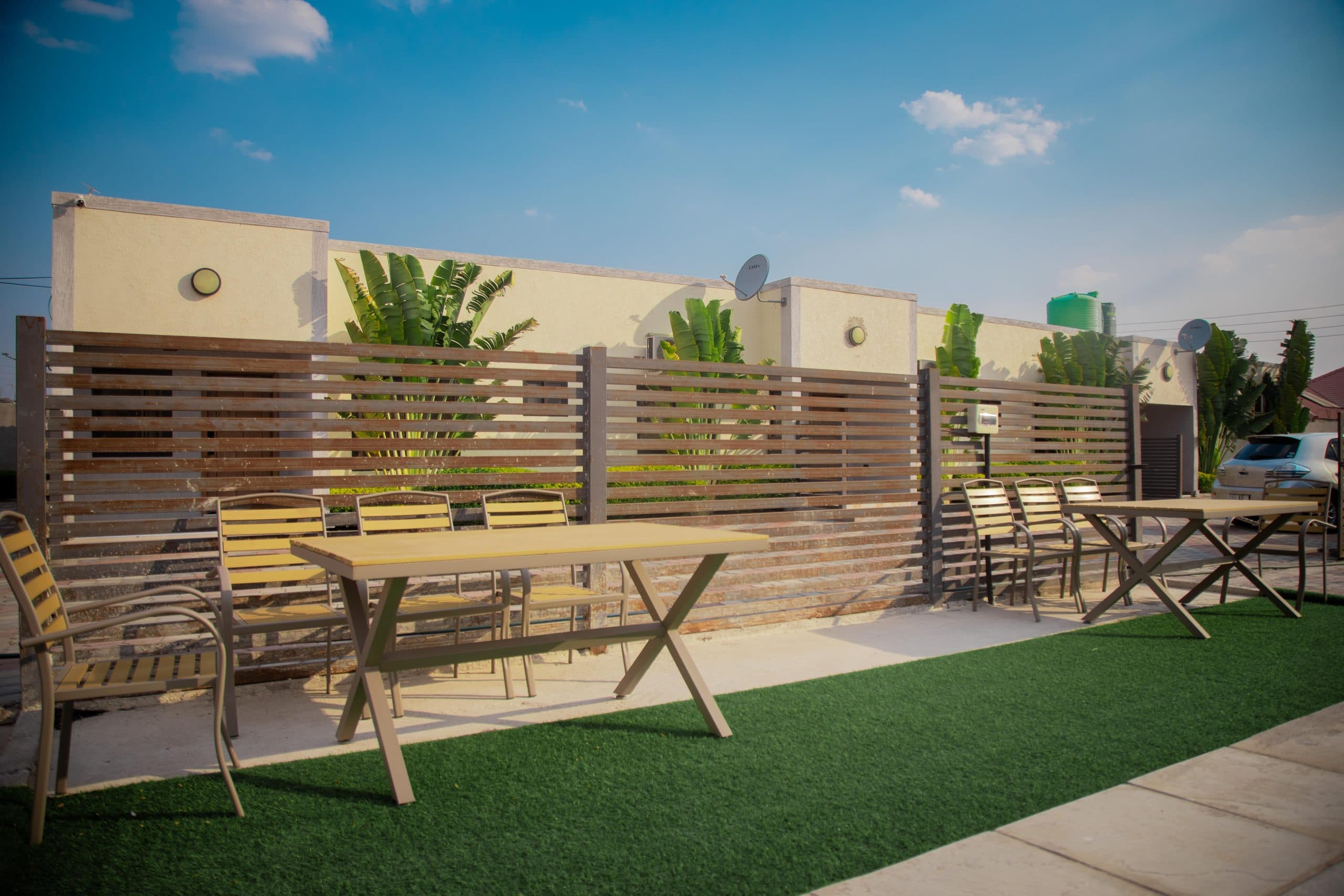 Tables outside, for eating in the open air
